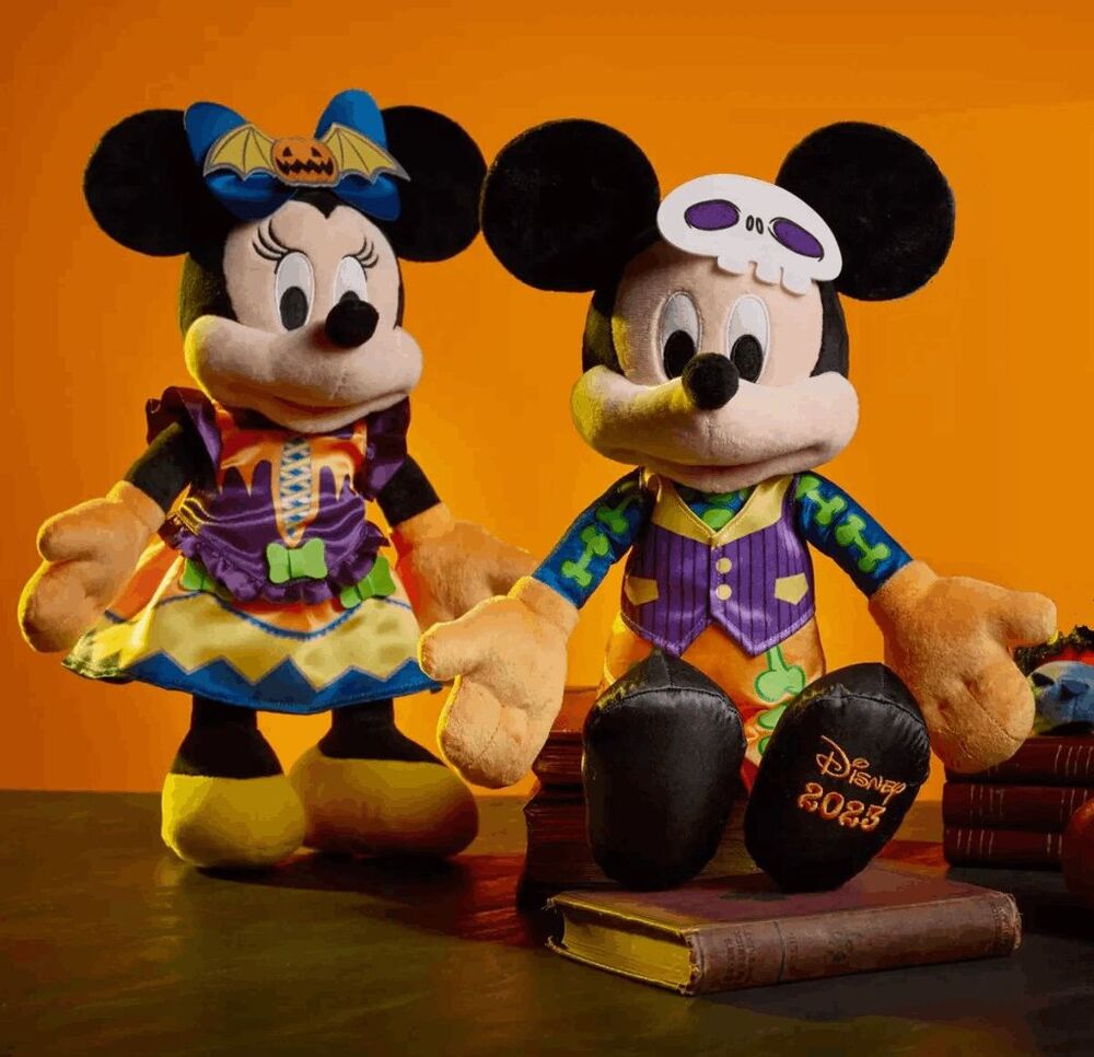Mickey & Minnie Mouse Glow Halloween 2023 Plush Set of 2 Disney Store NWT 15"